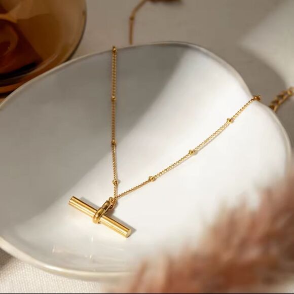 New 18k Gold Ss Chain Anklet / Bracelet With Bar Charm - Picture 3 of 8